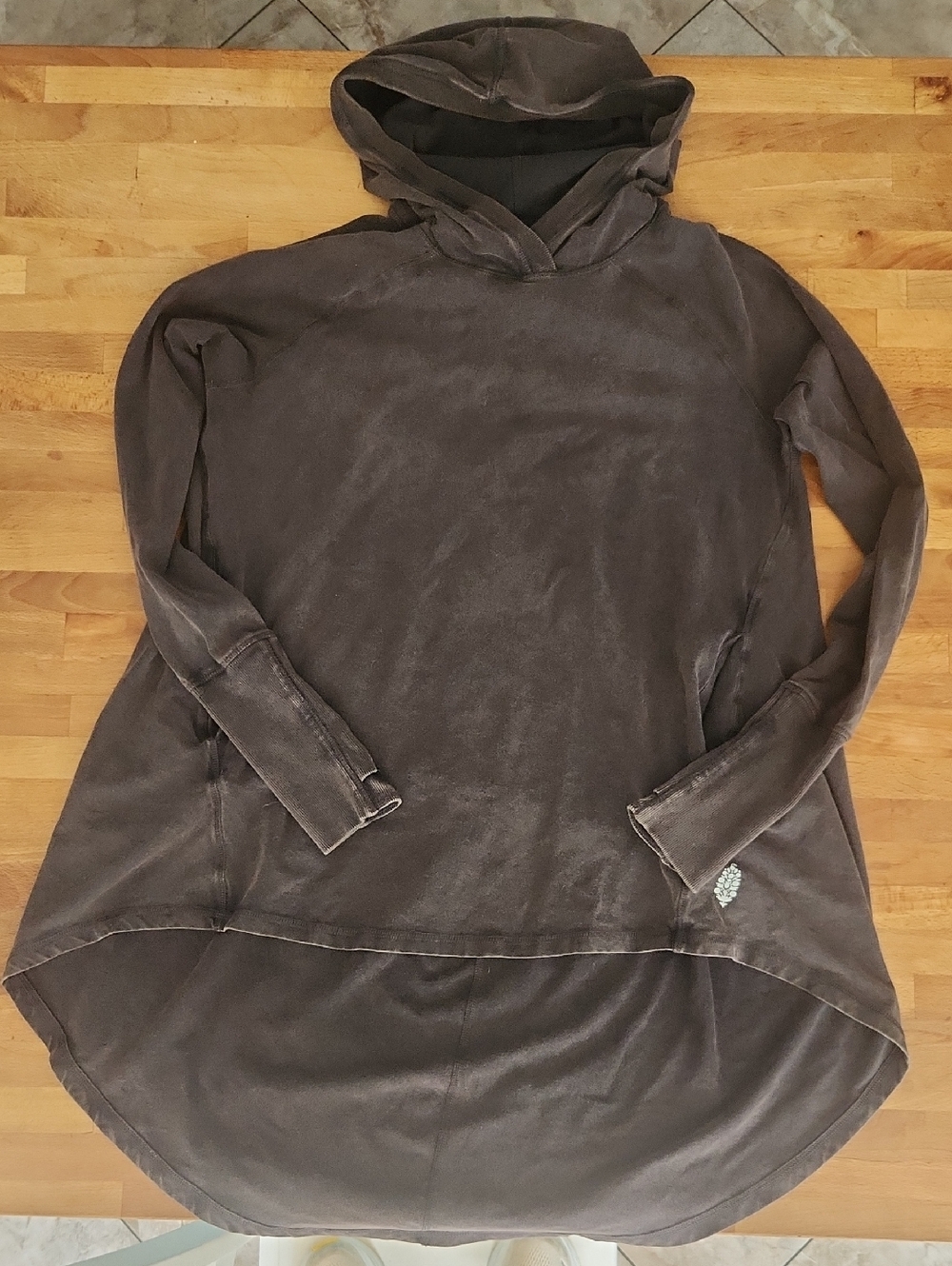Free People Movement  Oversided Charcoal Hooded Tunic Sweatshirt Small